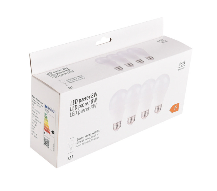 LED-pære standard 7,3 W E27 4-pk.